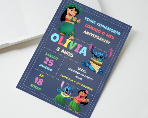 Convite Digital Lilo e Stitch