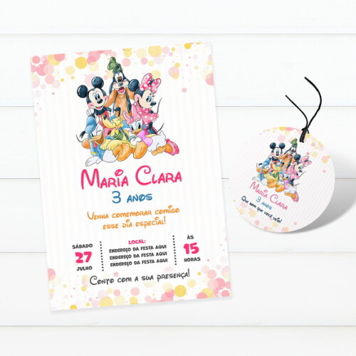 Convite Digital Mickey e Minnie + Tag