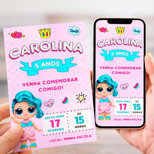 Convite Digital Lol Surprise - Sereia