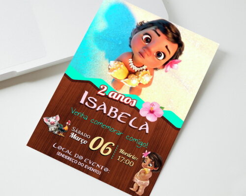 Convite Digital Moana Baby
