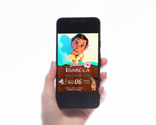 Convite Digital Moana Baby