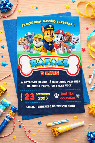 Convite Digital Patrulha Canina Aniversário