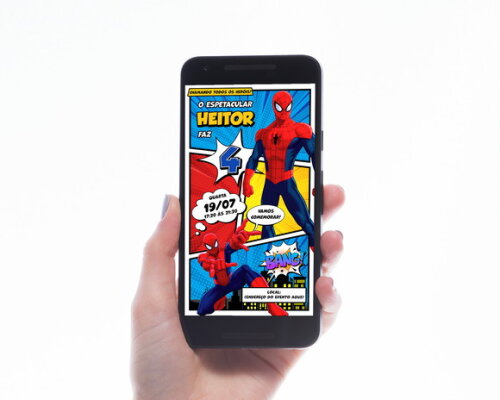 Convite Homem Aranha Quadrinhos Arte Digital