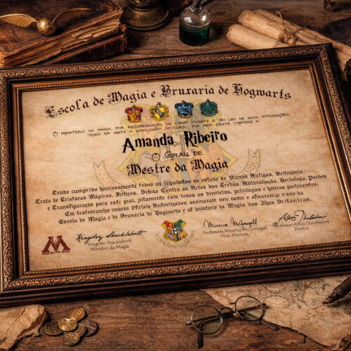 Diploma Hogwarts Harry Potter Personalizado