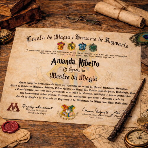 Diploma Hogwarts Harry Potter Personalizado