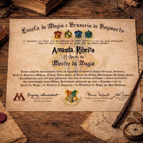 Diploma Hogwarts Harry Potter Personalizado