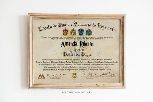 Diploma Hogwarts Harry Potter Personalizado