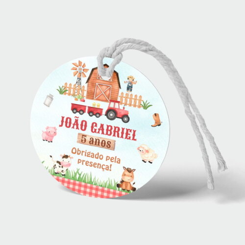 Tag Redonda Fazendinha -5cm