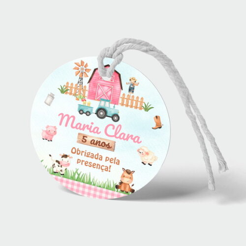 Tag Redonda Fazendinha Rosa