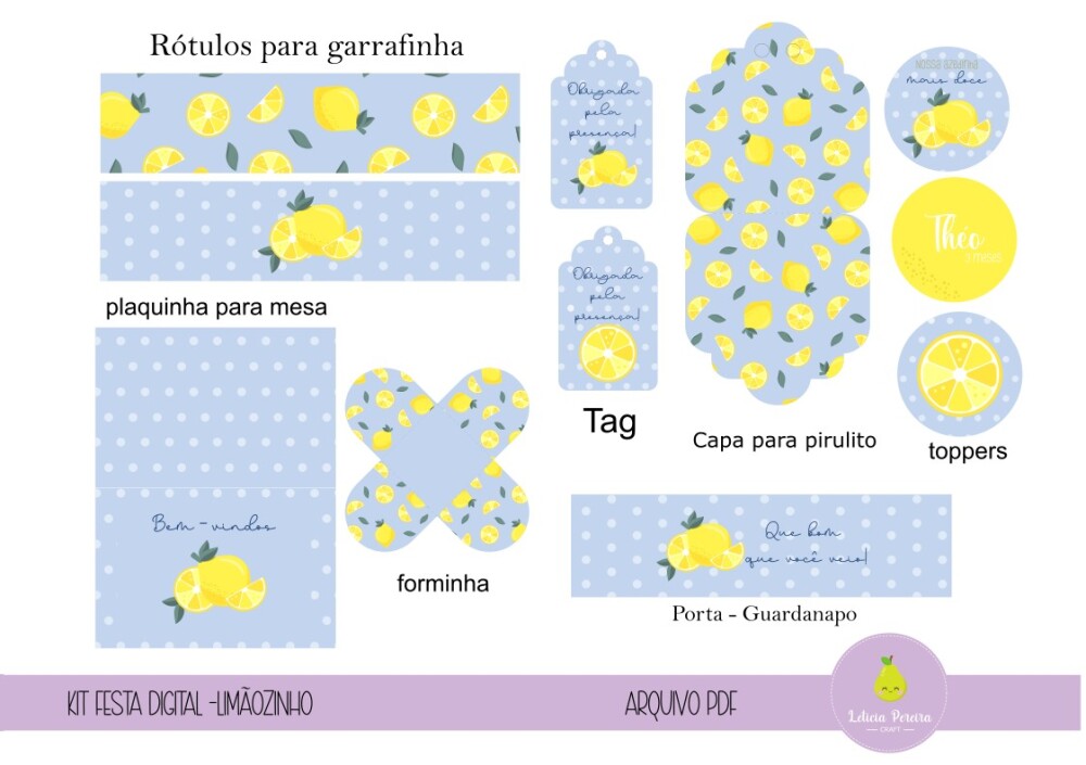 kit digital - festa Limão azul