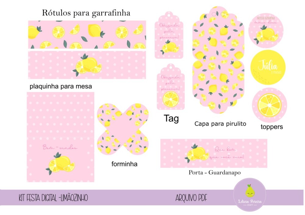 kit digital - festa Limão Rosa