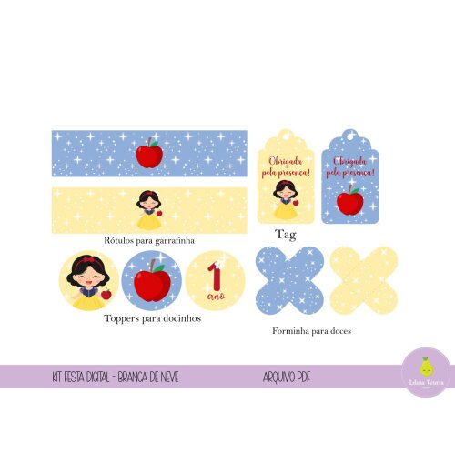 Kit Festa Digital Branca de Neve