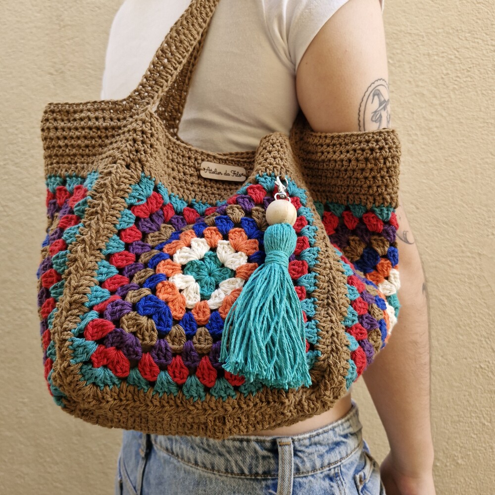 Bolsa de crochê - quadrada