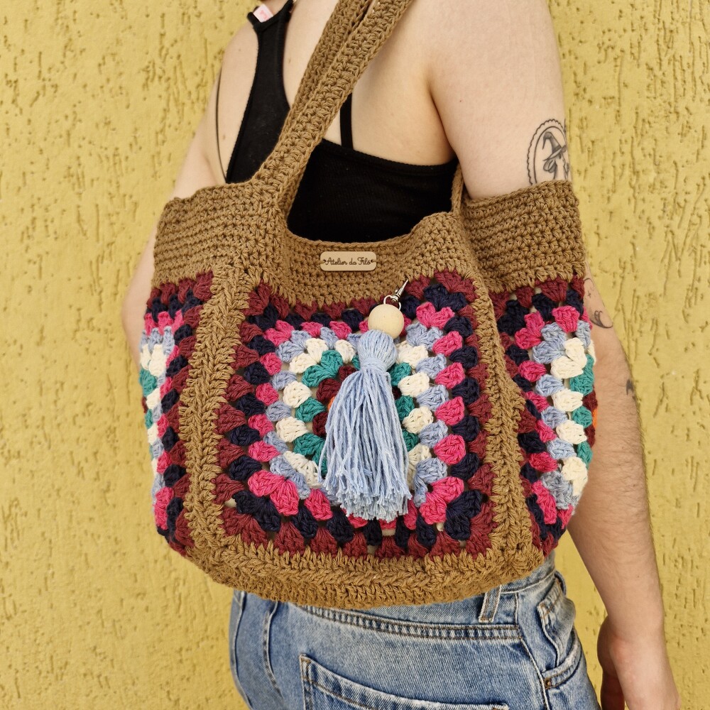 Bolsa de crochê - quadrada