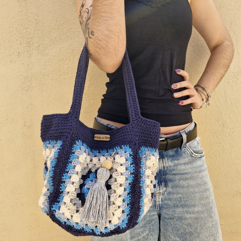 Bolsa de crochê - quadrada