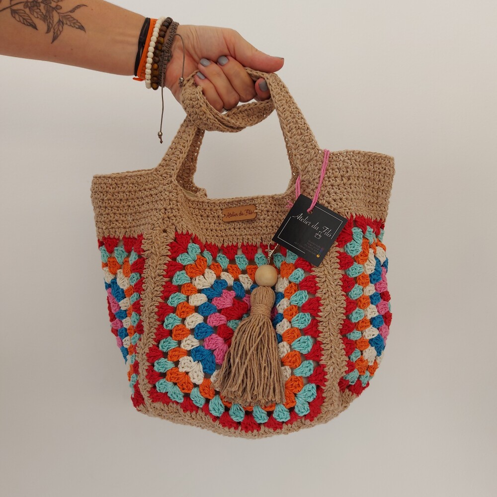 Bolsa de crochê - quadrada