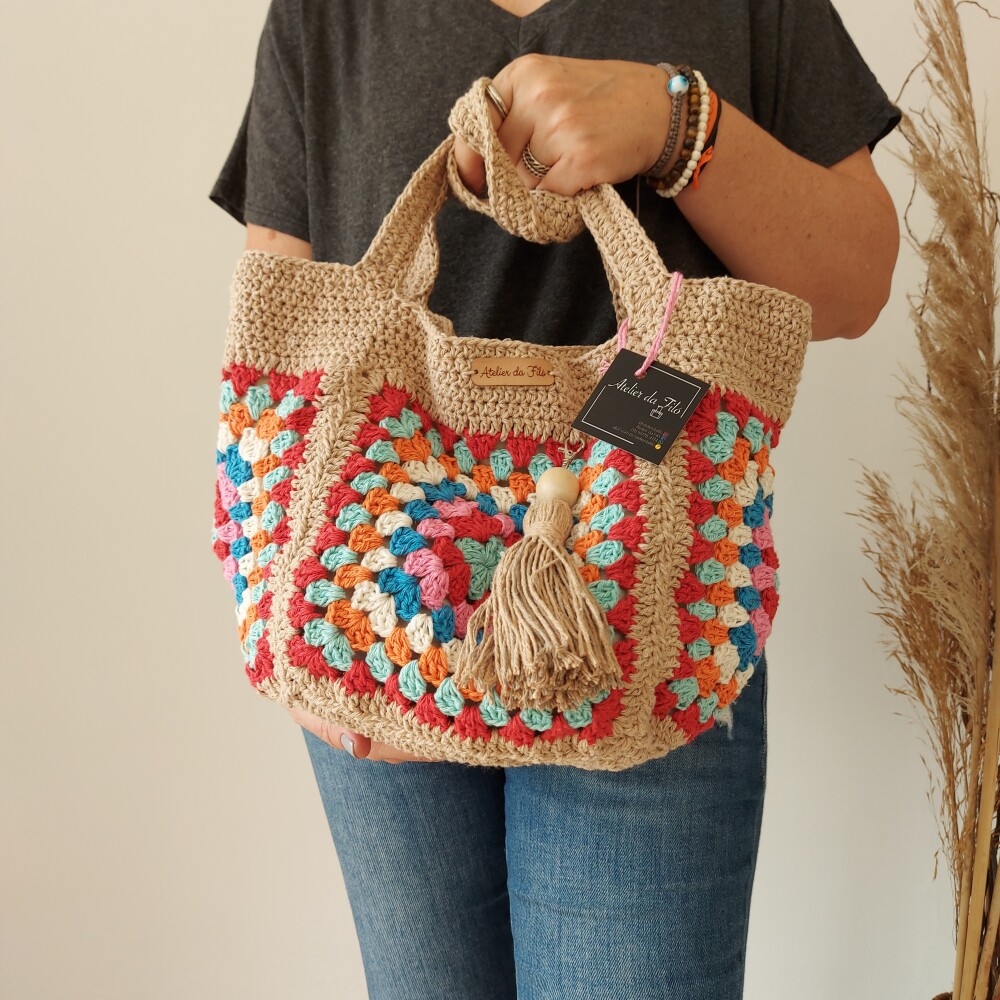 Bolsa de crochê - quadrada