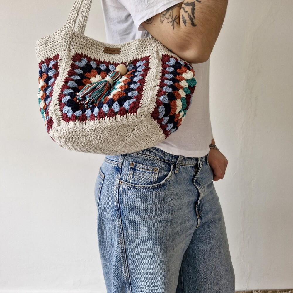 Bolsa de crochê - quadrada