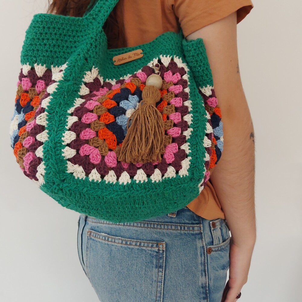 Bolsa de crochê - quadrada - verde