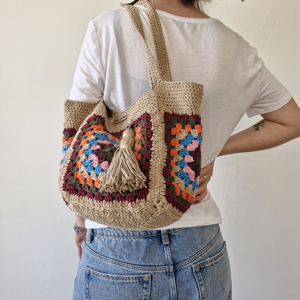 Bolsa de crochê - quadrada