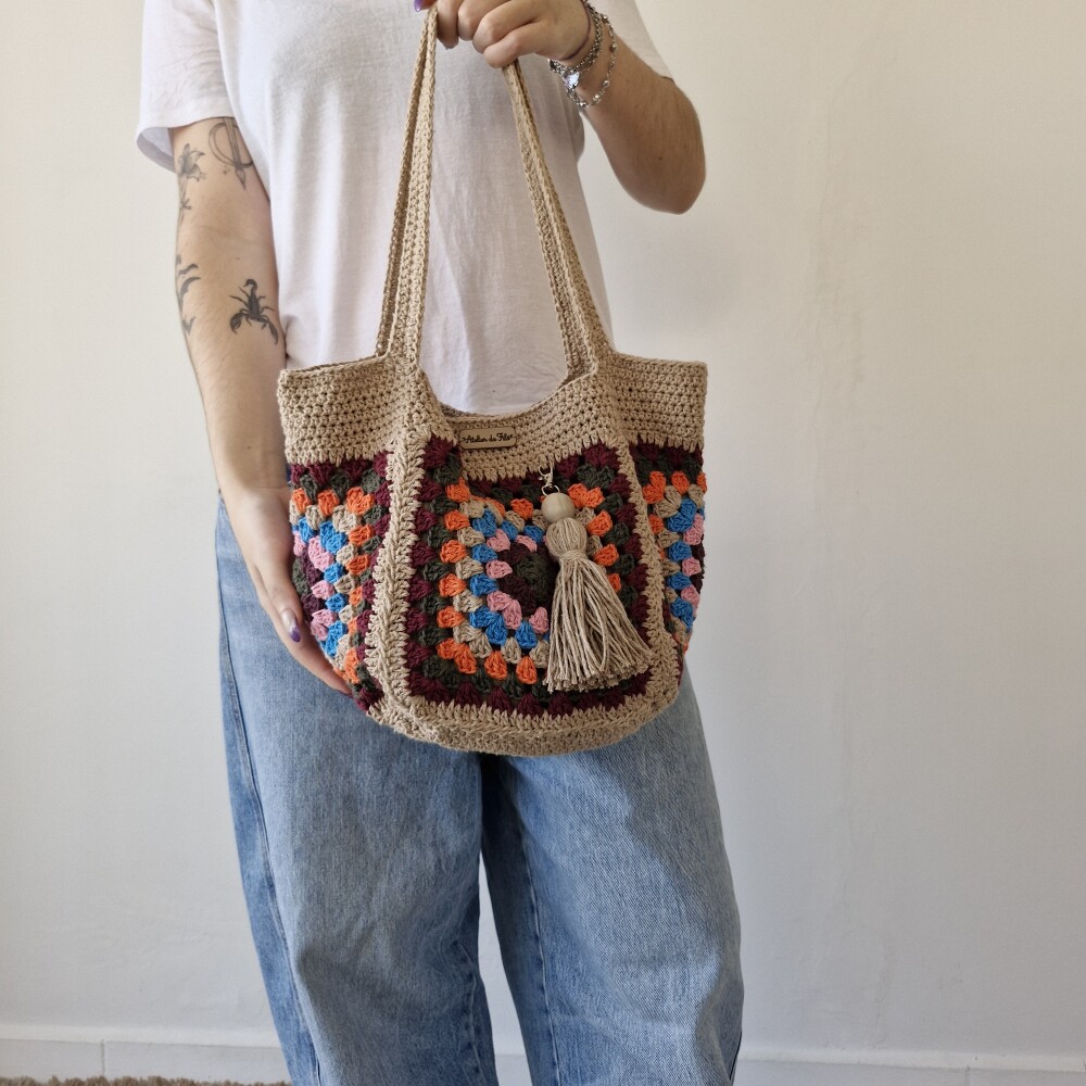 Bolsa de crochê - quadrada