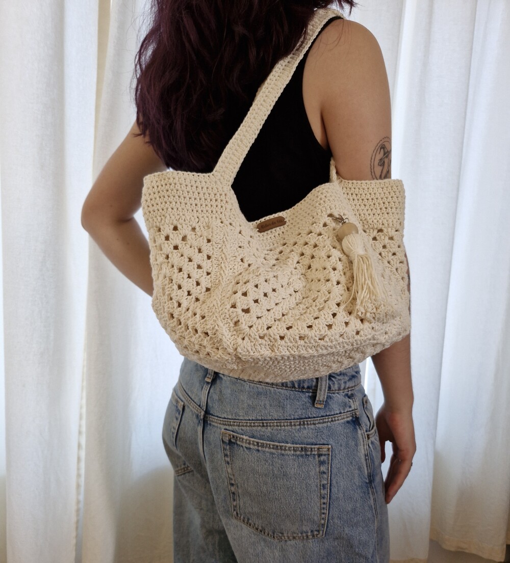 Bolsa de crochê - quadrada