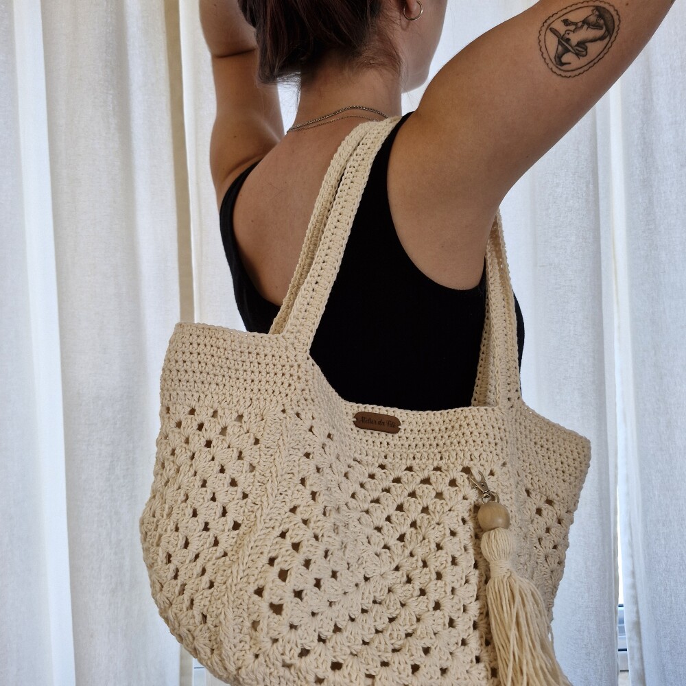 Bolsa de crochê - quadrada