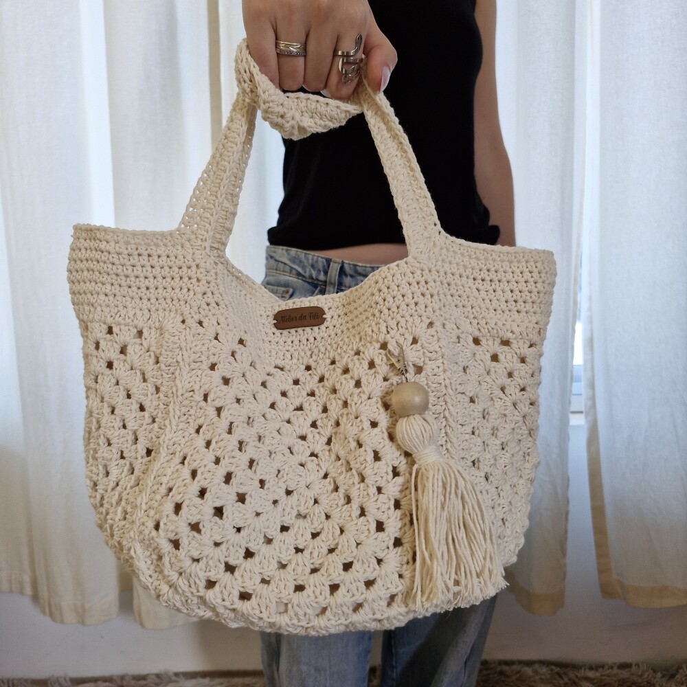 Bolsa de crochê - quadrada