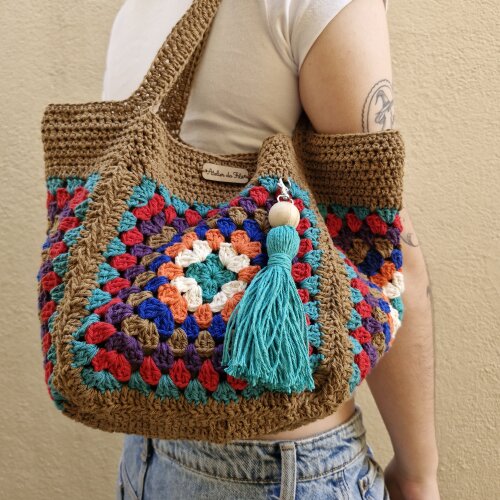 Bolsa de crochê - quadrada