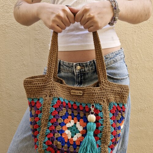Bolsa de crochê - quadrada