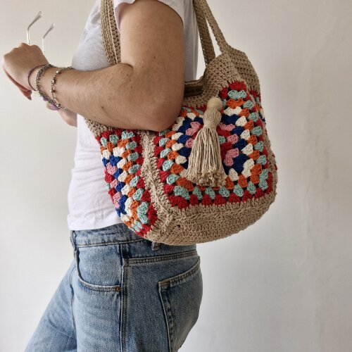 Bolsa de crochê - quadrada