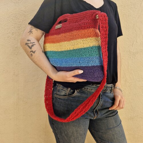 Bolsa de crochê - arco iris