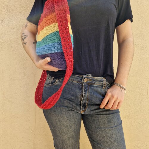 Bolsa de crochê - arco iris