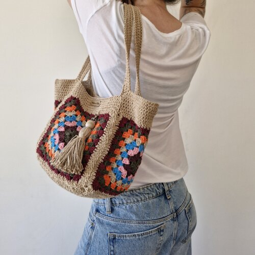 Bolsa de crochê - quadrada