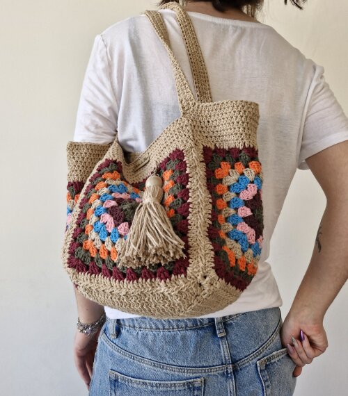 Bolsa de crochê - quadrada