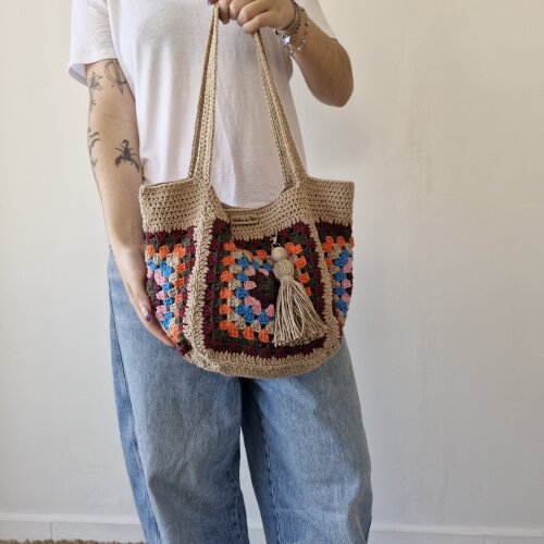 Bolsa de crochê - quadrada