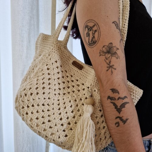 Bolsa de crochê - quadrada