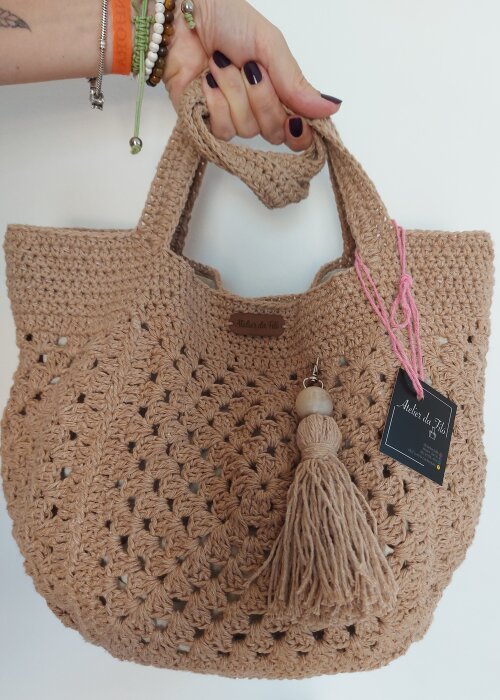 Bolsa de crochê - quadrada