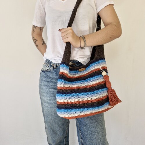 Bolsa de crochê - listras