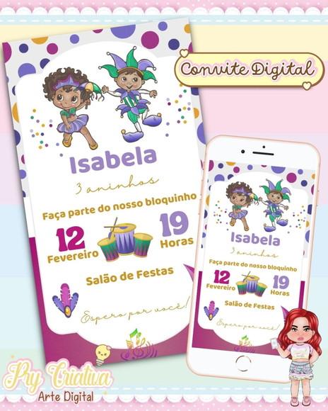 Convite Aniversário Carnaval - Digital