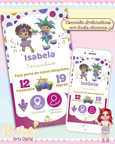 Convite Aniversário Carnaval - Digital Interativo