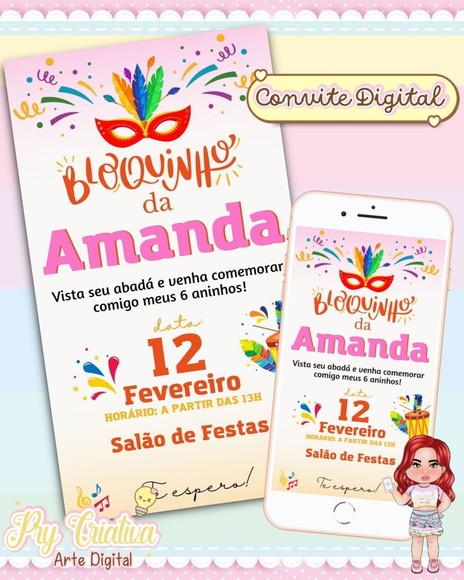 Convite Aniversário Carnaval - Digital