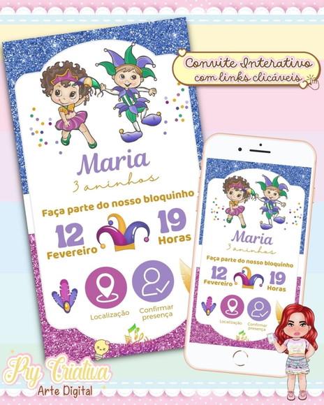 Convite Aniversário Carnaval - Digital Interativo