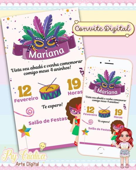 Convite Aniversário Carnaval - Digital