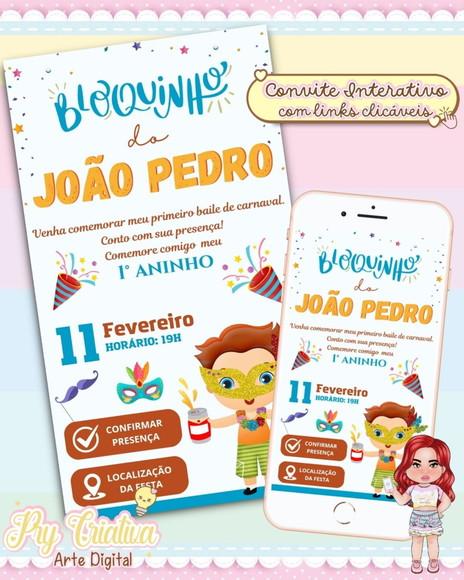 Convite Aniversário Carnaval - Digital Interativo
