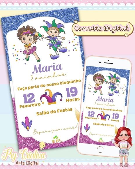 Convite Aniversário Carnaval - Digital
