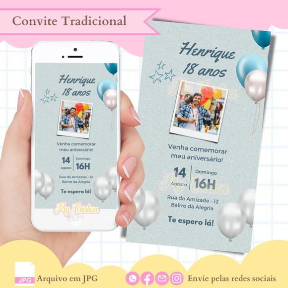 Convite Digital Adulto Masculino 18 Anos