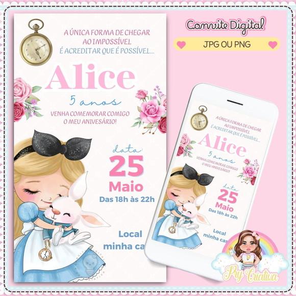 Convite Digital Alice no País das Maravilhas