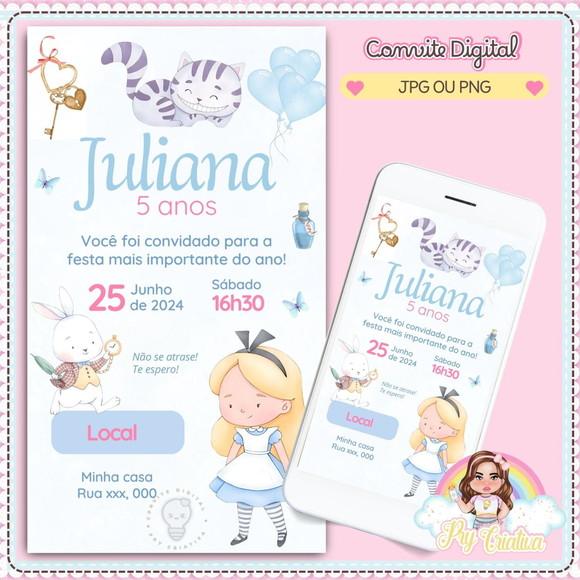 Convite Digital Alice no País das Maravilhas
