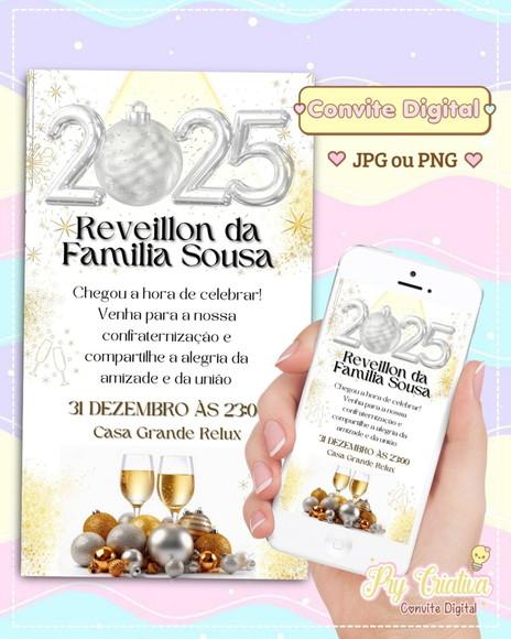 Convite Digital Ano Novo 2025 Réveillon